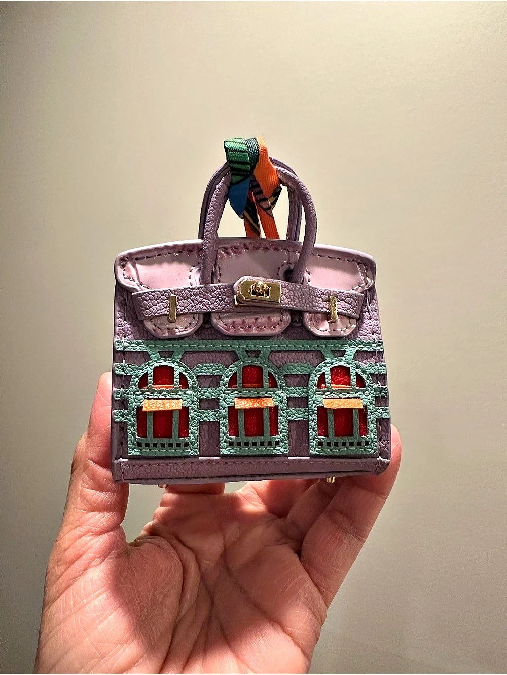 Mini Bag in Purple & Green charm - Like New